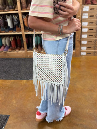The Peggy Crossbody by Kurtmen | Luxury Studded Leather Fringe Bag - Lucky J Boots & More