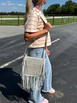The Peggy Crossbody by Kurtmen | Luxury Studded Leather Fringe Bag - Lucky J Boots & More