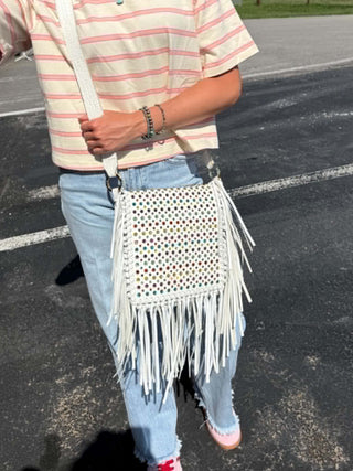 The Peggy Crossbody by Kurtmen | Luxury Studded Leather Fringe Bag - Lucky J Boots & More