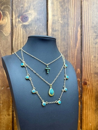 Turquoise & Brass Necklaces - Lucky J Boots & More
