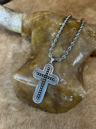Twister Men's Cross Necklaces-Necklaces-M & F Western Products-Lucky J Boots & More, Women's, Men's, & Kids Western Store Located in Carthage, MO