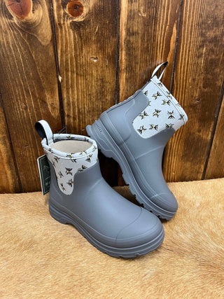 Women's Ariat Kelmarsh Shortie Rubber Boot in Bee Print-Women's Rain Boots-Ariat-Lucky J Boots & More, Women's, Men's, & Kids Western Store Located in Carthage, MO