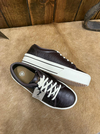 Women's Ariat Luxe Espresso Croc Print Skylar Shoes-Women's Casual Shoes-Ariat-Lucky J Boots & More, Women's, Men's, & Kids Western Store Located in Carthage, MO