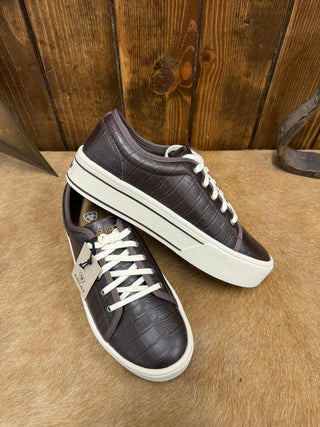 Women's Ariat Luxe Espresso Croc Print Skylar Shoes-Women's Casual Shoes-Ariat-Lucky J Boots & More, Women's, Men's, & Kids Western Store Located in Carthage, MO
