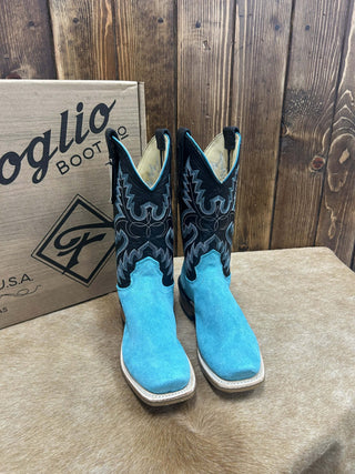 Women's Fenoglio Turquoise Roughout Boot-Women's Boots-Fenoglio Boots-Lucky J Boots & More, Women's, Men's, & Kids Western Store Located in Carthage, MO