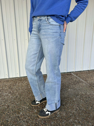 Women's Hidden Valery Mid Rise Cuffed Dad Jean-Women's Denim-HIDDEN-Lucky J Boots & More, Women's, Men's, & Kids Western Store Located in Carthage, MO