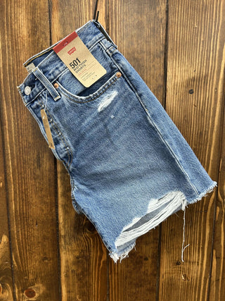 Women's Levi's 501 Mid Thigh Shorts-Women's Denim-Levi's-Lucky J Boots & More, Women's, Men's, & Kids Western Store Located in Carthage, MO