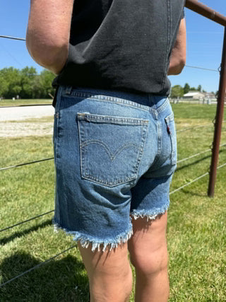 Women's Levi's 501 Mid Thigh Shorts-Women's Denim-Levi's-Lucky J Boots & More, Women's, Men's, & Kids Western Store Located in Carthage, MO