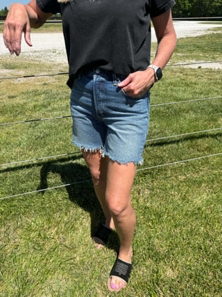 Women's Levi's 501 Mid Thigh Shorts-Women's Denim-Levi's-Lucky J Boots & More, Women's, Men's, & Kids Western Store Located in Carthage, MO
