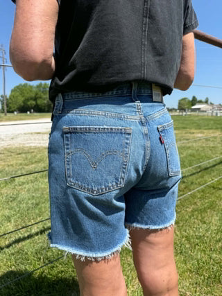 Women's Levi's 501 Mid Thigh Shorts-Women's Denim-Levi's-Lucky J Boots & More, Women's, Men's, & Kids Western Store Located in Carthage, MO
