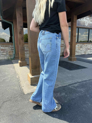 Women's Levi's Ribcage Wide Leg in Medium Wash-Women's Denim-Levi's-Lucky J Boots & More, Women's, Men's, & Kids Western Store Located in Carthage, MO