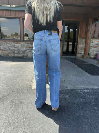 Women's Levi's Ribcage Wide Leg in Medium Wash-Women's Denim-Levi's-Lucky J Boots & More, Women's, Men's, & Kids Western Store Located in Carthage, MO