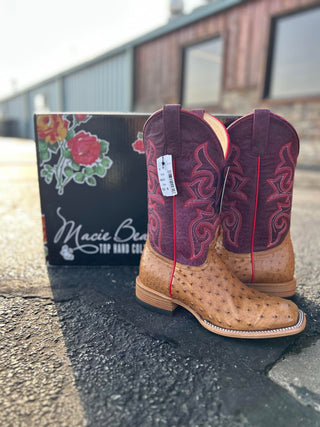 Women's Macie Bean Antique Saddle Full Quill Ostrich Boot-Women's Boots-Macie Bean-Lucky J Boots & More, Women's, Men's, & Kids Western Store Located in Carthage, MO