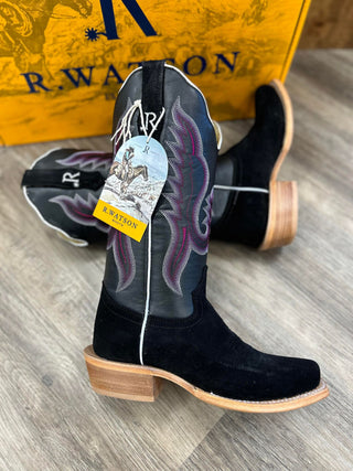 Women's R. Watson Black Roughout Boot-Women's Boots-R. Watson-Lucky J Boots & More, Women's, Men's, & Kids Western Store Located in Carthage, MO