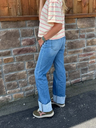 Women's Vervet Eva High Rise Cuffed Slim Wide Leg Jean - Lucky J Boots & More