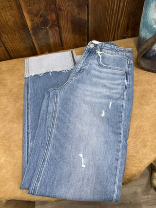 Women's Vervet Eva High Rise Cuffed Slim Wide Leg Jean - Lucky J Boots & More