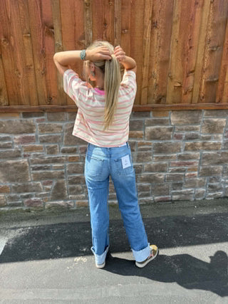 Women's Vervet Eva High Rise Cuffed Slim Wide Leg Jean - Lucky J Boots & More
