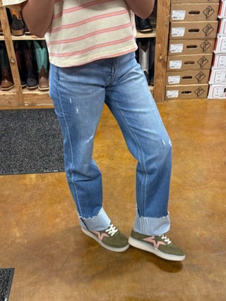 Women's Vervet Eva High Rise Cuffed Slim Wide Leg Jean - Lucky J Boots & More