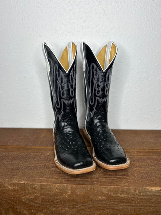 Youth Anderson Bean Black Impostrich Boot-Kids Boots-Anderson Bean-Lucky J Boots & More, Women's, Men's, & Kids Western Store Located in Carthage, MO