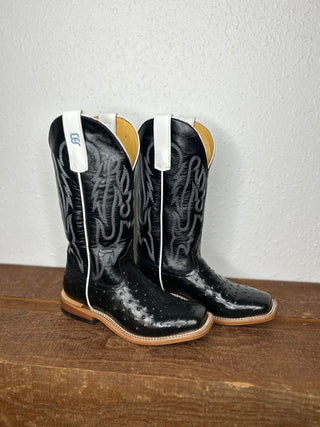 Youth Anderson Bean Black Impostrich Boot-Kids Boots-Anderson Bean-Lucky J Boots & More, Women's, Men's, & Kids Western Store Located in Carthage, MO