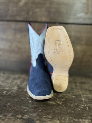 Youth R. Watson Navy Rough Out Boot-Kids Boots-R. Watson-Lucky J Boots & More, Women's, Men's, & Kids Western Store Located in Carthage, MO