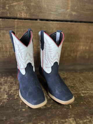 Youth R. Watson Navy Rough Out Boot-Kids Boots-R. Watson-Lucky J Boots & More, Women's, Men's, & Kids Western Store Located in Carthage, MO