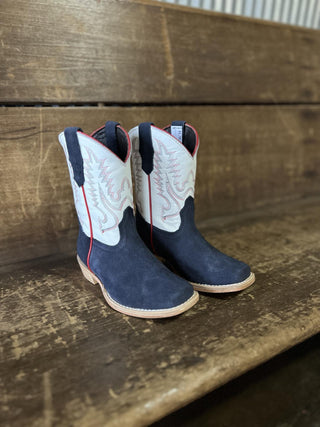 Youth R. Watson Navy Rough Out Boot-Kids Boots-R. Watson-Lucky J Boots & More, Women's, Men's, & Kids Western Store Located in Carthage, MO