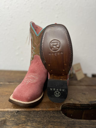 Youth Roper Timeless Pink Suede Boots-Kids Boots-Karman-Lucky J Boots & More, Women's, Men's, & Kids Western Store Located in Carthage, MO