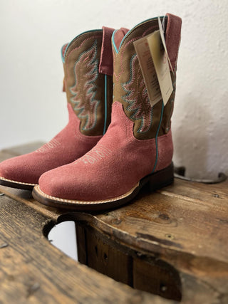 Youth Roper Timeless Pink Suede Boots-Kids Boots-Karman-Lucky J Boots & More, Women's, Men's, & Kids Western Store Located in Carthage, MO