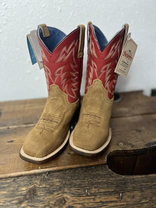 Youth Roper Timeless Tan Suede Boots-Kids Boots-Karman-Lucky J Boots & More, Women's, Men's, & Kids Western Store Located in Carthage, MO
