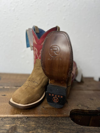 Youth Roper Timeless Tan Suede Boots-Kids Boots-Karman-Lucky J Boots & More, Women's, Men's, & Kids Western Store Located in Carthage, MO