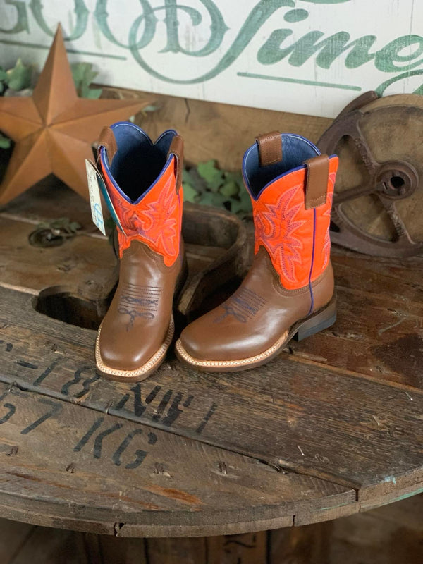Roper Little Kid Tan and Orange Cowboy Boot-Kids Boots-Roper-Lucky J Boots & More, Women's, Men's, & Kids Western Store Located in Carthage, MO