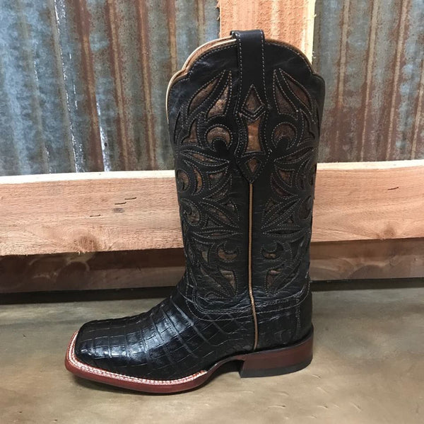 Ariat Black Caiman Belly Exotic Square Toe Boot