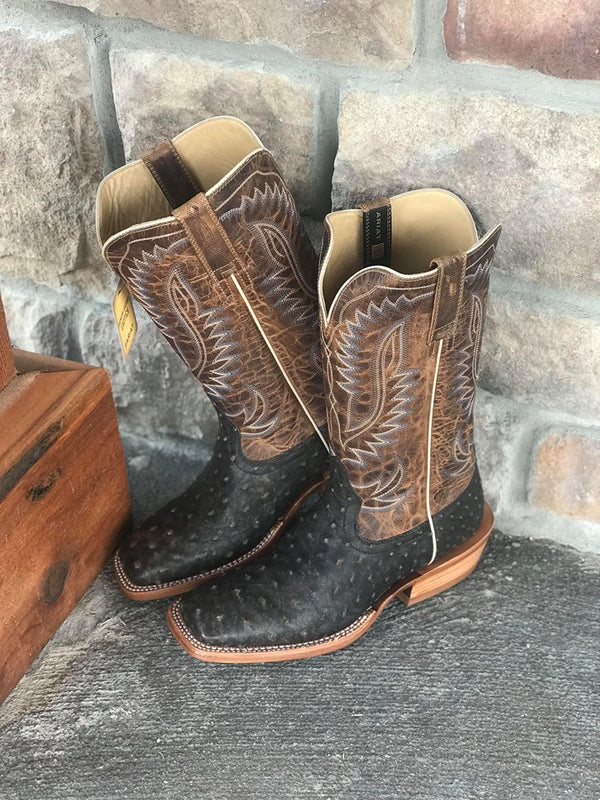 Men's Ariat Showman Full Quill Ostrich Square Toe Boot-Men's Boots-Ariat-Lucky J Boots & More, Women's, Men's, & Kids Western Store Located in Carthage, MO
