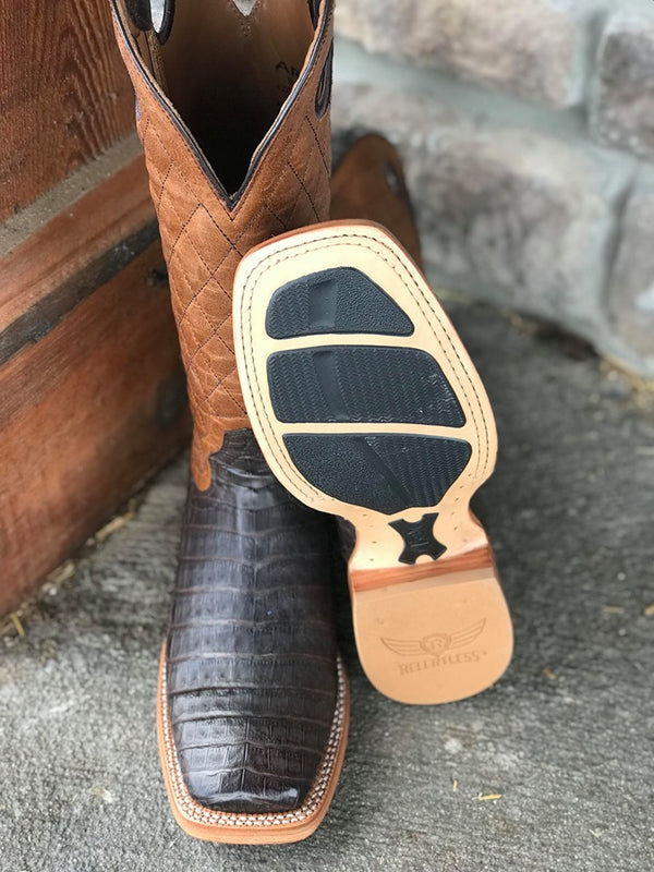 Ariat Men's Relentless Winner's Circle Chocolate Caiman Boot-Men's Boots-Ariat-Lucky J Boots & More, Women's, Men's, & Kids Western Store Located in Carthage, MO