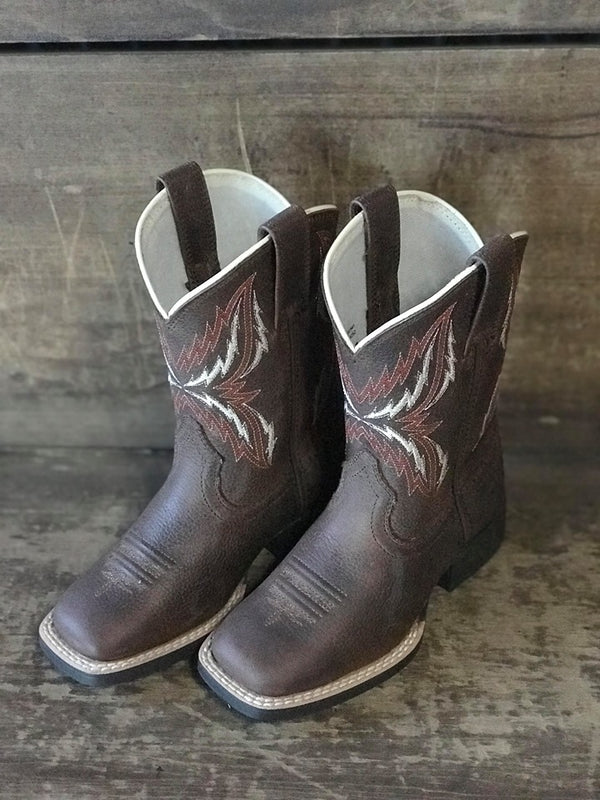 Kid's Ariat Arena Rebound Brown Square Toe Boot-Kids Boots-Ariat-Lucky J Boots & More, Women's, Men's, & Kids Western Store Located in Carthage, MO