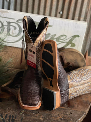Men's Relentless Ariat Denton Chocolate Caiman Belly Boot-Men's Boots-Ariat-Lucky J Boots & More, Women's, Men's, & Kids Western Store Located in Carthage, MO