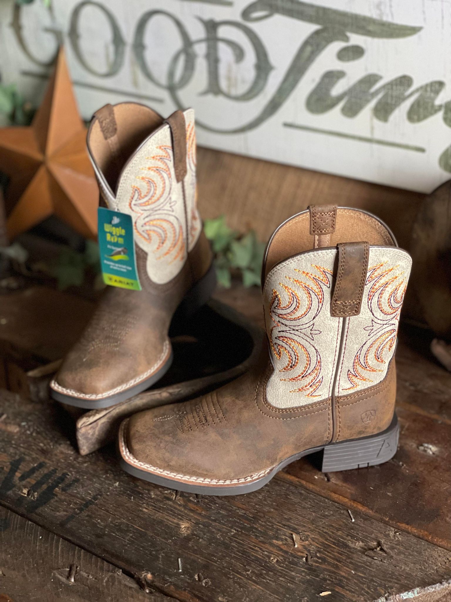 Ariat Youth Storm Boot in Antique Brown-Kids Boots-Ariat-Lucky J Boots & More, Women's, Men's, & Kids Western Store Located in Carthage, MO