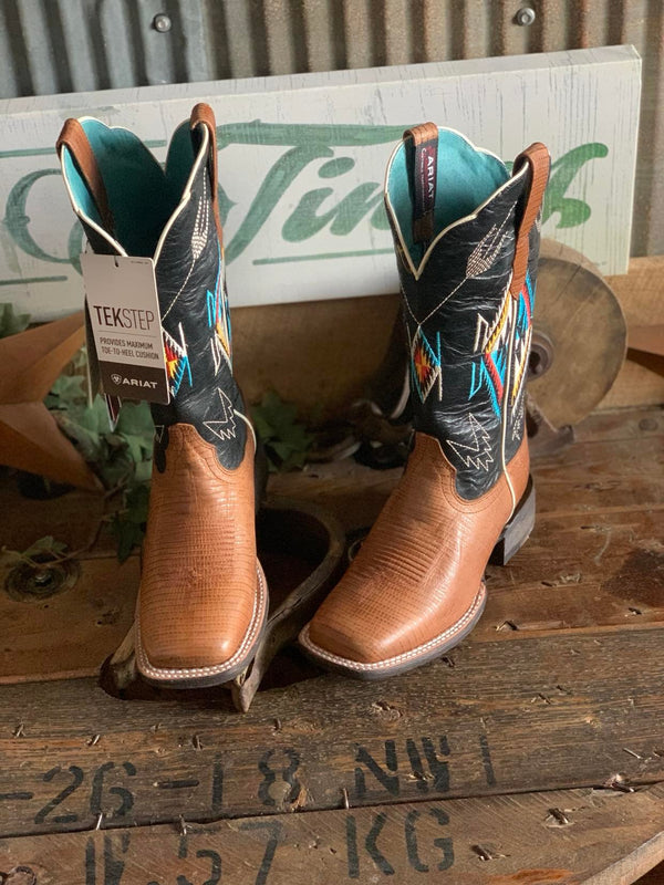 Womens Ariat Frontier Chimayo Square Toe Boot in Kona Brown / Ancient Black Print-Women's Boots-Ariat-Lucky J Boots & More, Women's, Men's, & Kids Western Store Located in Carthage, MO