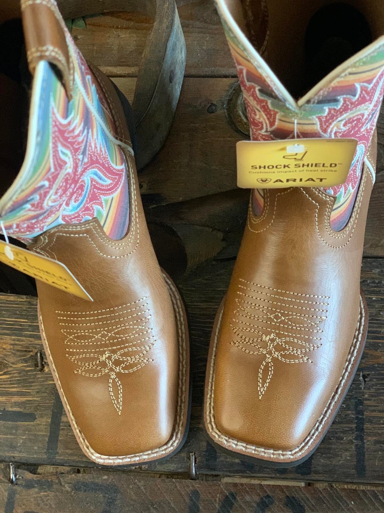 Ariat Youth Lonestar Ridge Tan and Serape Shock Shield Square Toe Cowboy Boots-Kids Boots-Ariat-Lucky J Boots & More, Women's, Men's, & Kids Western Store Located in Carthage, MO