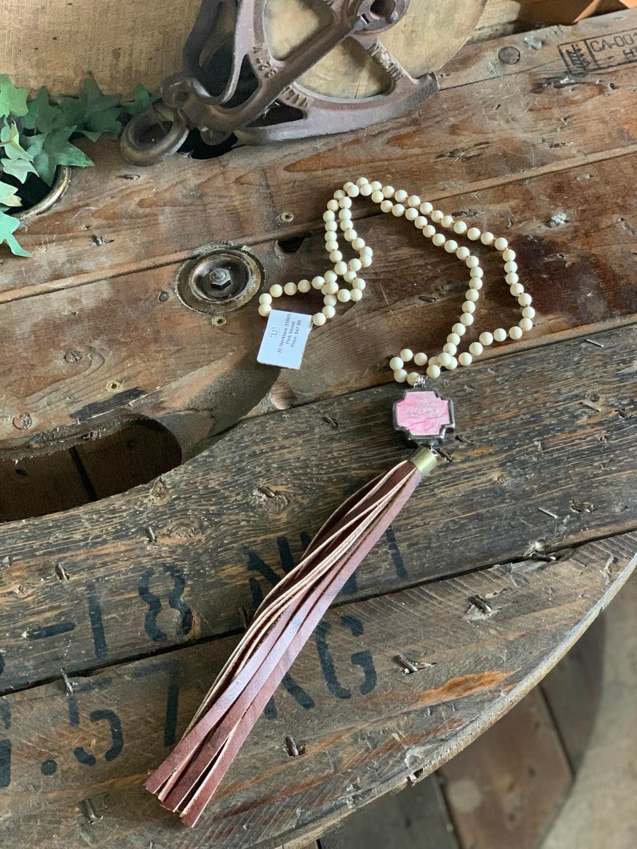 JC Necklace 31605 - Pink Stone-Necklaces-J Coomes-Lucky J Boots & More, Women's, Men's, & Kids Western Store Located in Carthage, MO