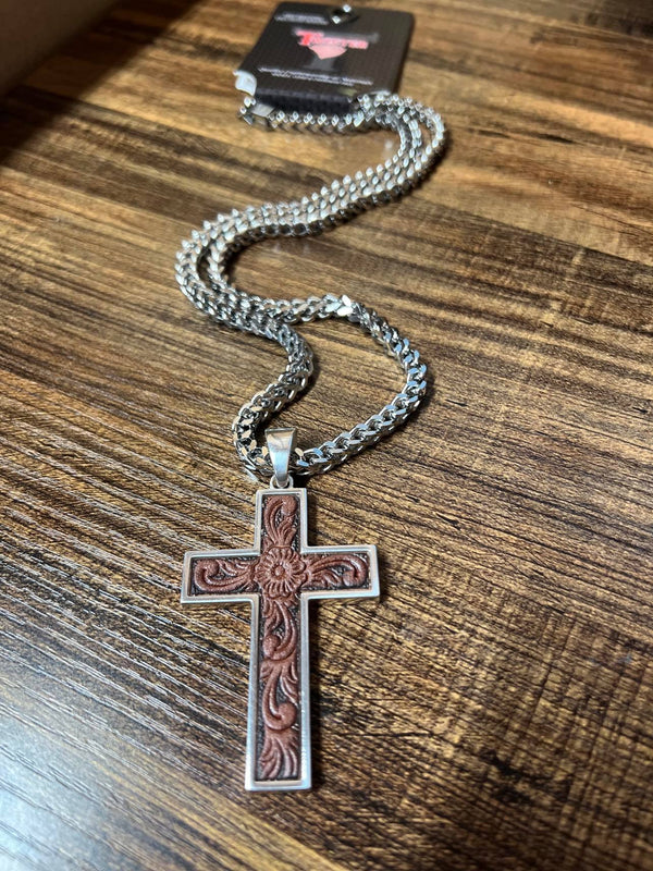 Mens Twister Cross Necklace 32104-Necklaces-M & F Western Products-Lucky J Boots & More, Women's, Men's, & Kids Western Store Located in Carthage, MO