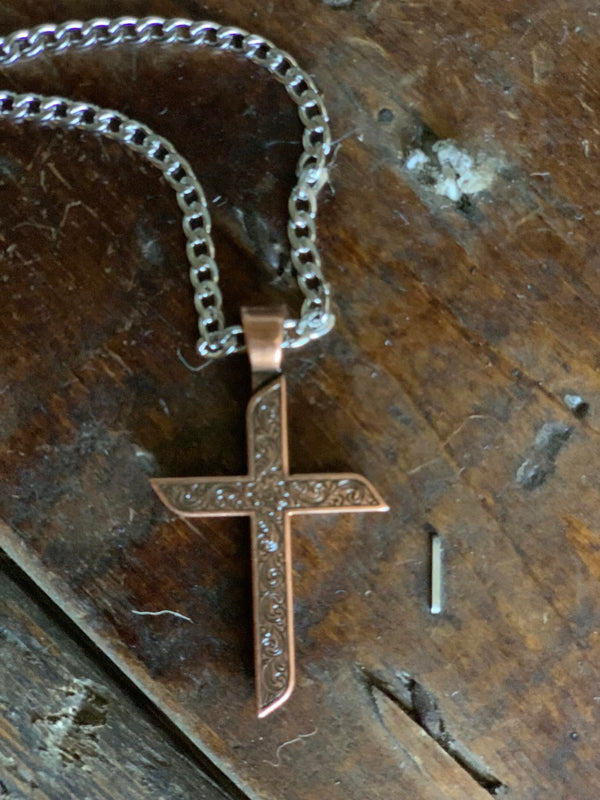 Mens Twister Copper Cross Necklace-Necklaces-M & F Western Products-Lucky J Boots & More, Women's, Men's, & Kids Western Store Located in Carthage, MO