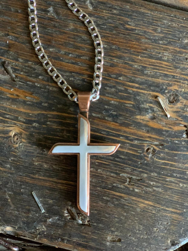 Mens Twister Copper Cross Necklace-Necklaces-M & F Western Products-Lucky J Boots & More, Women's, Men's, & Kids Western Store Located in Carthage, MO