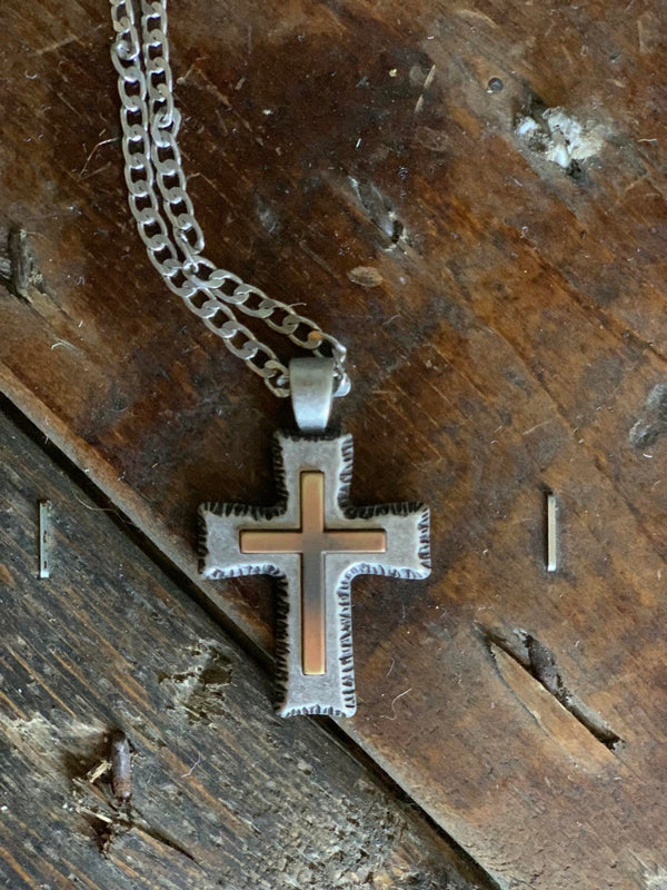 Twister Men's Cross Necklace-Necklaces-M & F Western Products-Lucky J Boots & More, Women's, Men's, & Kids Western Store Located in Carthage, MO