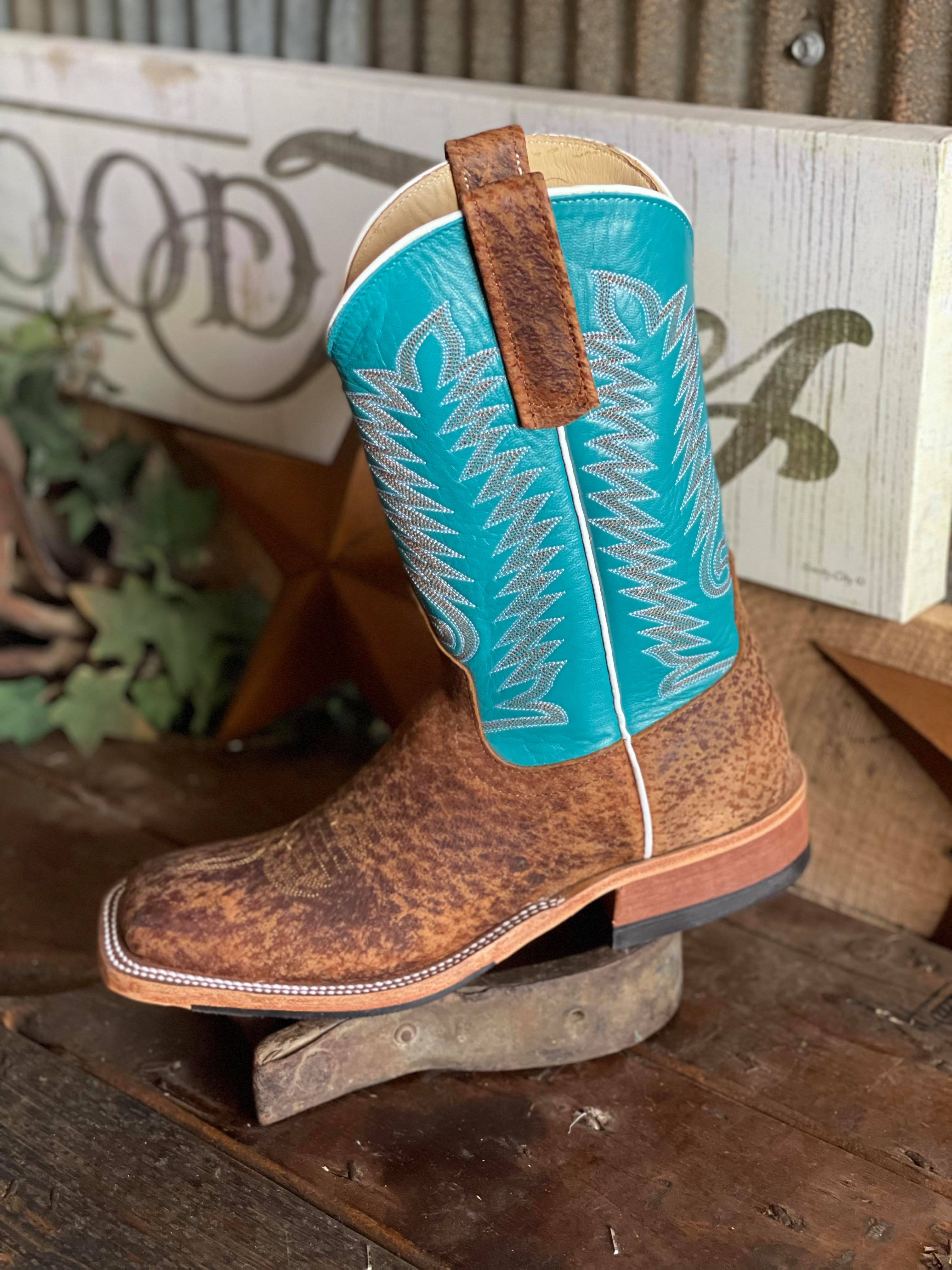 AB Women's Autumn Teal Kid Tag Boar Boots-Women's Boots-Anderson Bean-Lucky J Boots & More, Women's, Men's, & Kids Western Store Located in Carthage, MO