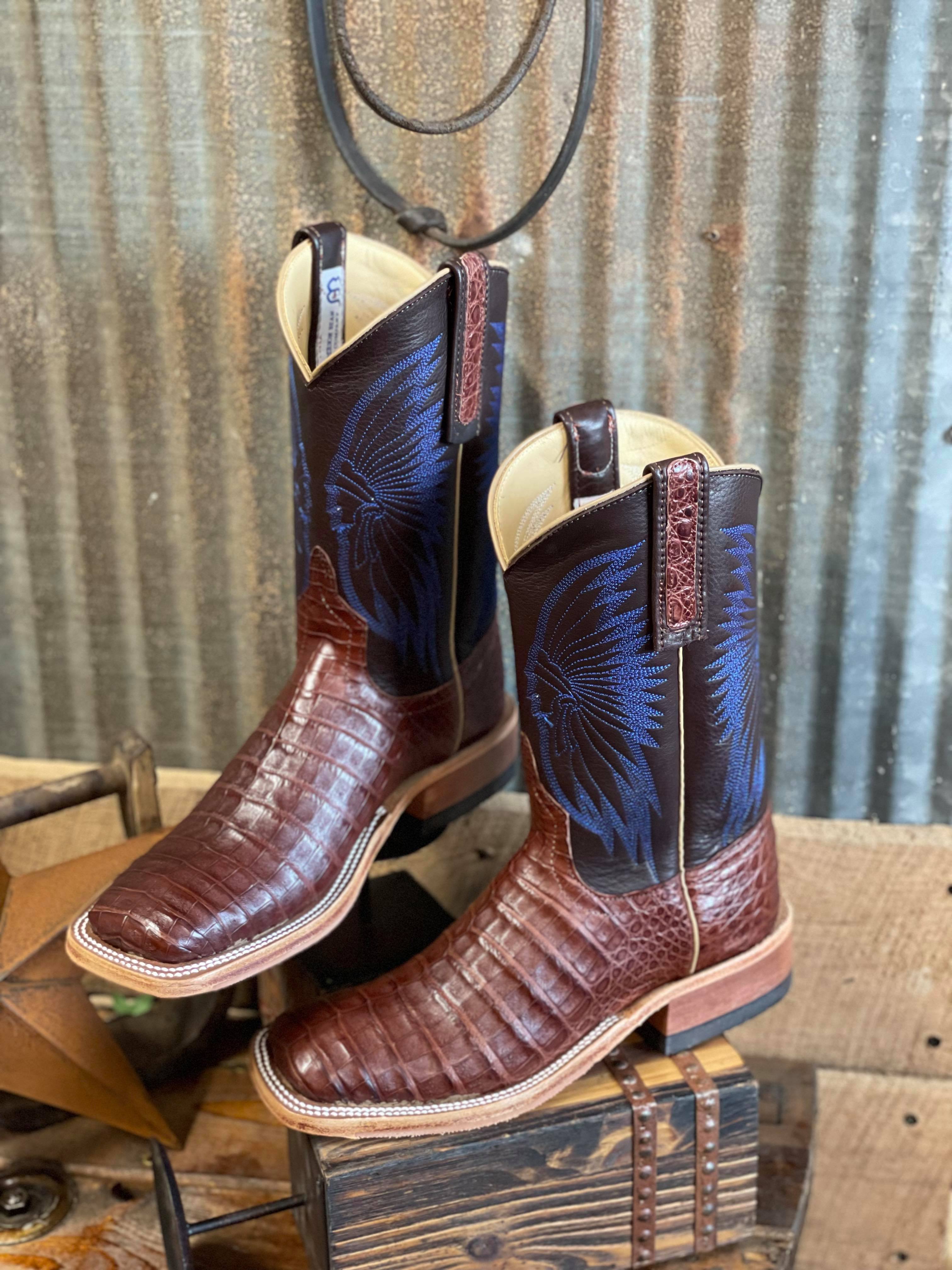 AB Women's Tobacco Caiman Belly-Women's Boots-Anderson Bean-Lucky J Boots & More, Women's, Men's, & Kids Western Store Located in Carthage, MO