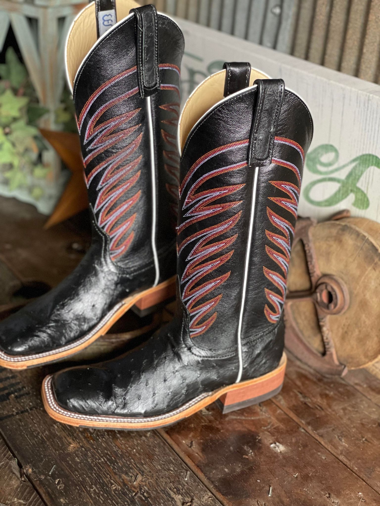 AB Women's Black Ostrich Full Quill-Women's Boots-Anderson Bean-Lucky J Boots & More, Women's, Men's, & Kids Western Store Located in Carthage, MO