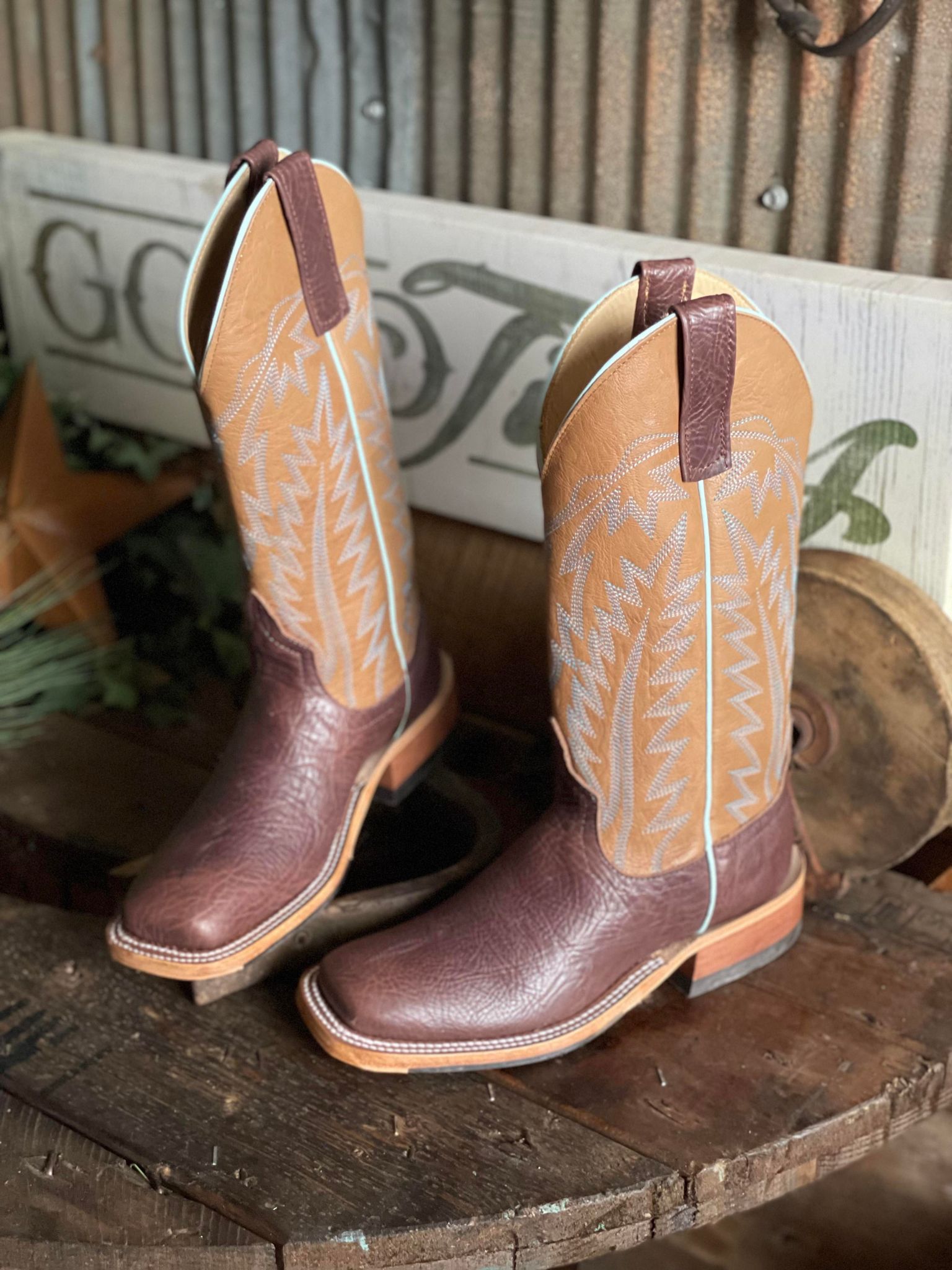 AB Women's Brown Navajo Shoulder Square Toe-Women's Boots-Anderson Bean-Lucky J Boots & More, Women's, Men's, & Kids Western Store Located in Carthage, MO