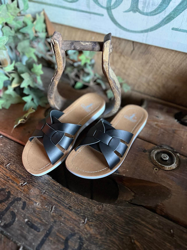 Corkys Rouge Sandal in Black-Women's Casual Shoes-Corkys Footwear-Lucky J Boots & More, Women's, Men's, & Kids Western Store Located in Carthage, MO